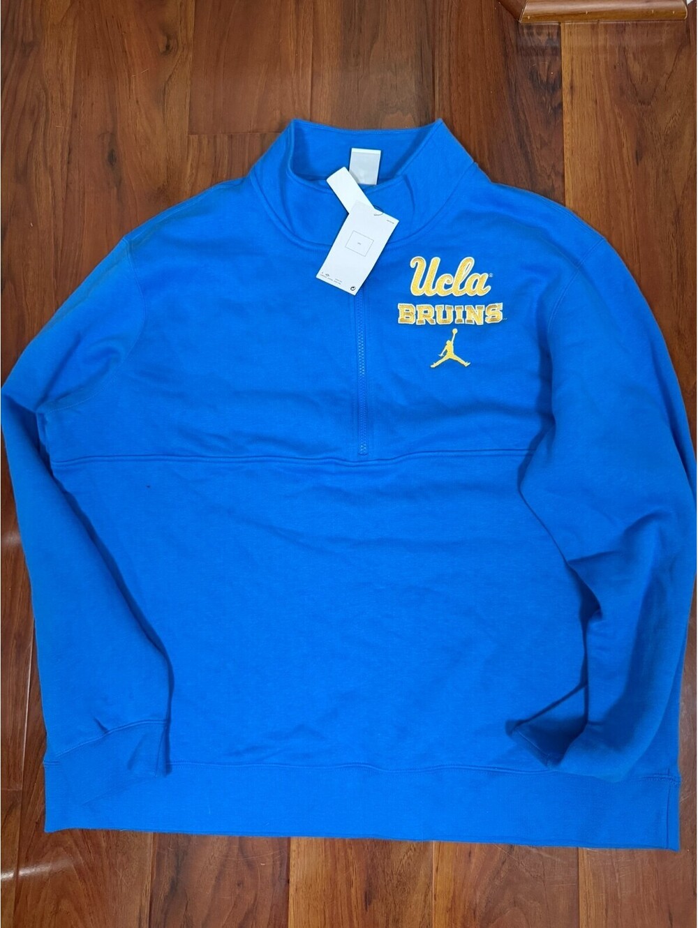 NWT Men's Nike Blue UCLA Bruins Primetime Club Half-Zip Sweatshirt SZ 2XL